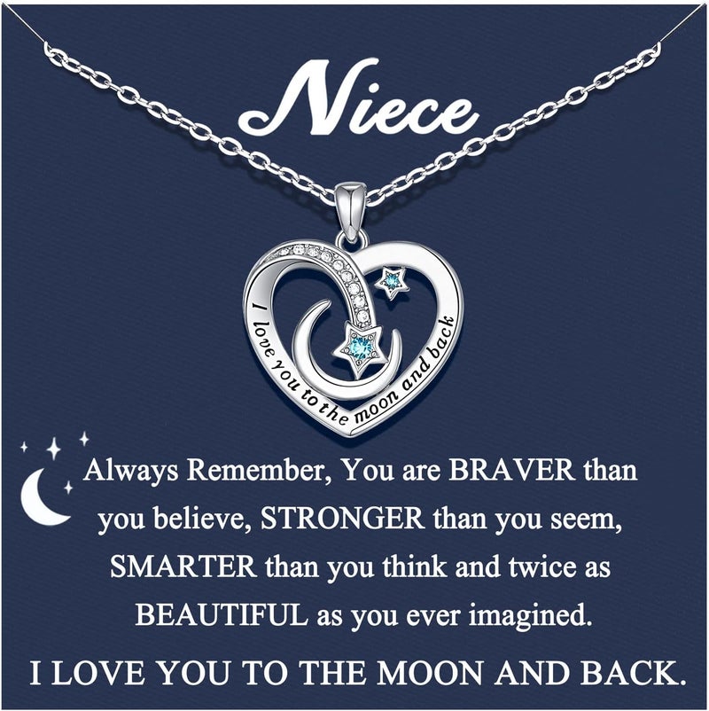 UPROMI To My Granddaughter/Daughter/Niece Gifts Necklace, Valentines Christmas Birthday Gifts, I Love You to The Moon and Back - Image 1